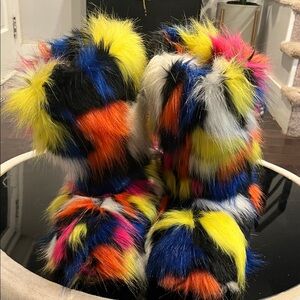 Colorful Faux Fur Winter Boots
